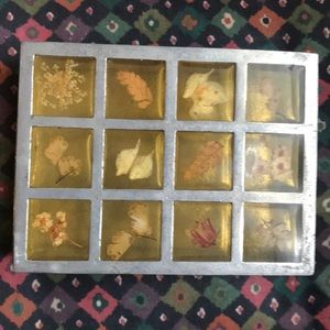 Anthropologie glass jewelry box w/flowers
